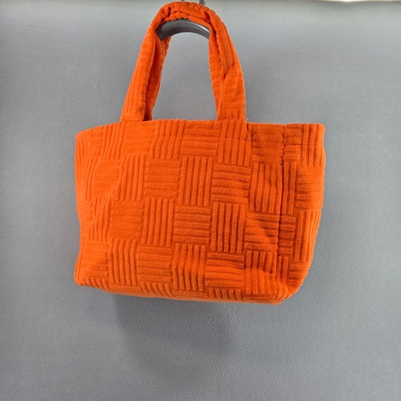 JustFab Handbags - JustFab Orange Terry Cloth Basketweave Textured Tote Bag Summer Beach Bag
